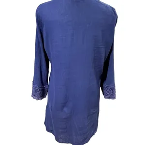 La Blanca Womens Beach Tunic Coverup Size M Blue Coastal Resort Lightweight thumbnail 5