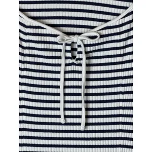 Aerie Maxi Dress Women Small Blue White Stripe Tie Front Long Sleeve Coastal thumbnail 7