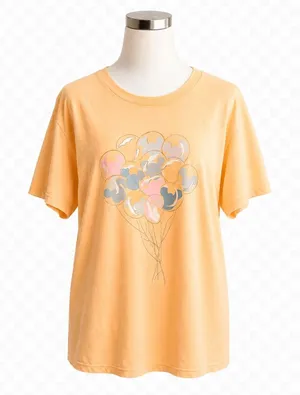 Comfort Colors Mickey Mouse Balloon T-Shirt Women L Yellow Orange Disneycore Tee thumbnail 1