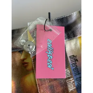 Edikted NWT Two Faced Denim Mini Skirt Small Collage‎ Photo Print Art Grunge 90s thumbnail 6