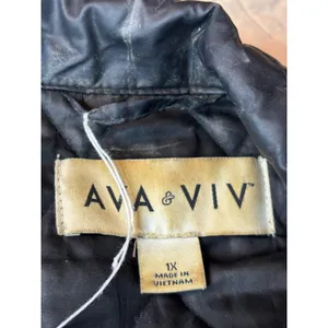 Ava & Viv Black Quilted Biker Jacket Full Zip Snap Pockets 1X F18492703 thumbnail 4
