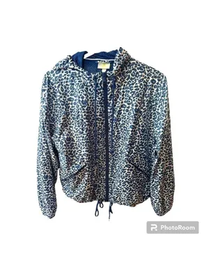 Adidas NEO Blue White Animal Print Wind Breaker Zipper Jacket thumbnail 3