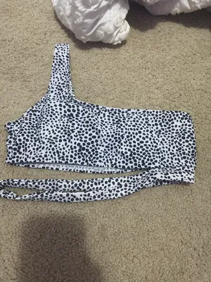 SheIn dalmation one shoulder bikini top thumbnail 3