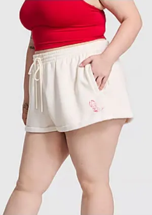 VICTORIA’S SECRET PINK Fleece Rolled Hem Short in Winter White Wanted Bling thumbnail 1