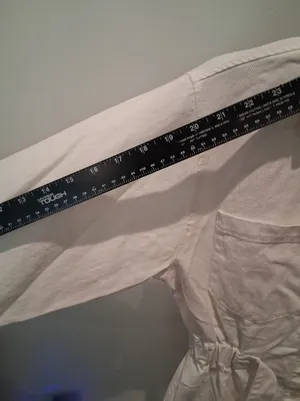 Zara White Button-Front Denim Shirt Dress with Waist Tie 100% Cotton Size M thumbnail 8
