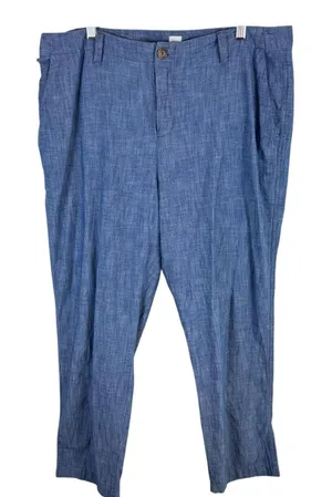 Gap 100% Cotton Blue Chambray Lightweight High Rise Cropped Pants Size‎ 14 thumbnail 1