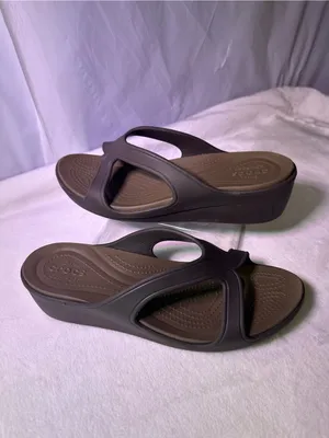 CROCS Women's Wedge Slide Sandal in Olive thumbnail 3