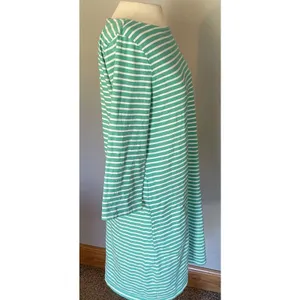 Garnet Hill Dress Womens 12 Green‎ White Striped Cotton Casual Nautical Coastal thumbnail 3