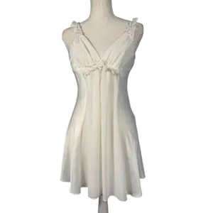 Flora Nikrooz Slip Dress Womens Small Ivory Satin Floral Strap Chemise thumbnail 3