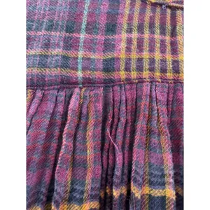 Free People Come On Over Tunic XS Purple Orange Plaid Raw Hem Gauze Boho‎ Top thumbnail 9