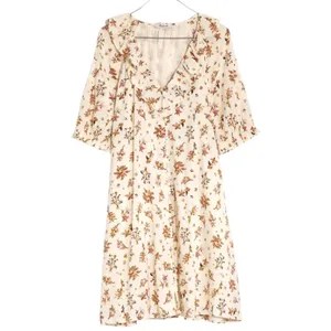 Madewell Ruffle Button Front Trapeze A-line Babydoll Dress Floral Reef Sz Small thumbnail 4
