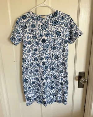 Vera Bradley blue floral scroll night shirt dress size small thumbnail 1