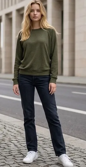 Buffalo David Bitton‎ Womens Raglan Pullover Top Olive Green Marl Size M 0258 thumbnail 1