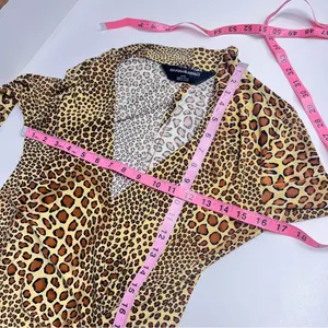 Norma Kamali animal print dress long sleeved v‎ neck ruched size small stretchy thumbnail 7