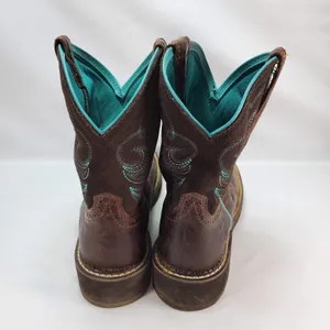 Ariat Fatbaby Heritage Boots Women 7.5 B Brown Teal Leather Western 10016238‎ thumbnail 3