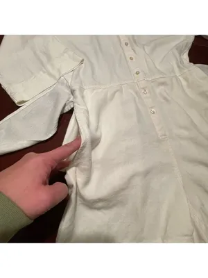 Free Assembly cream linen blend shorts romper jumpsuit belt button front Sz S thumbnail 7