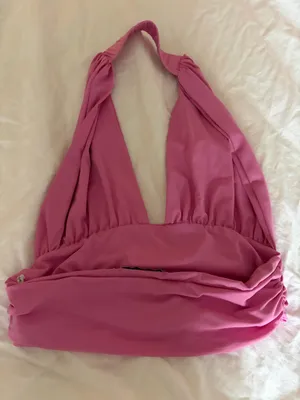 Edikted Hot pink crop top thumbnail 4