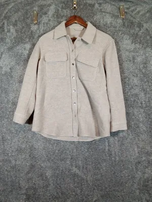& Other Stories Over Size Shirt Shacket Wool Blend Oatmeal Gorpcore Casual Chic thumbnail 3