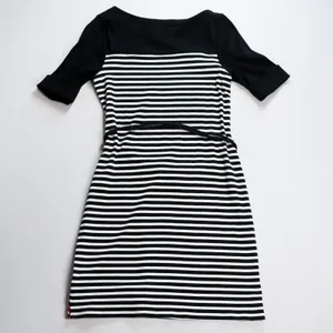 Lauren Ralph Lauren Sheath‎ Dress Women Size L Black White Striped Belted Cotton thumbnail 4