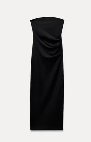 ZARA Strapless Midi Dress Black thumbnail 1