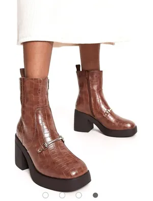 Truffle Collection sqaure toe loafer trim boots in brown croc size 8.5 thumbnail 1