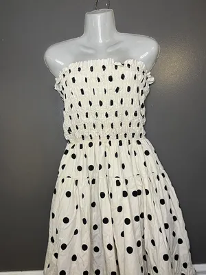 En Saison Dress Womens Medium White Polka Dot Smocked Tiered Maxi Sundress thumbnail 11