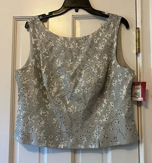 Vintage NWT JS Collection Silk Beaded Embroidered Sleeveless Blouse Size 16 thumbnail 1