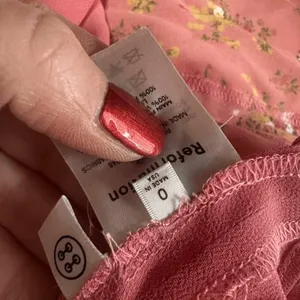 Reformation Midi Dress Luciana 0 Pink Floral Lace‎ Up Back Cottagecore Romantic thumbnail 4