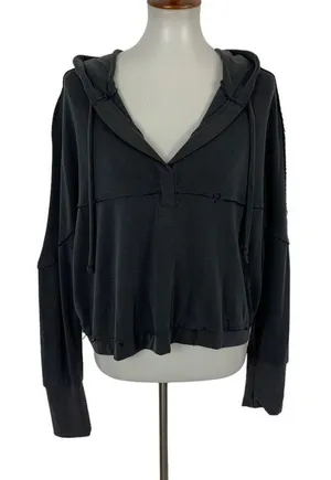 AS Revival‎ Black Slouchy Hoodie Long Sleeve Pullover Loungewear Small thumbnail 1