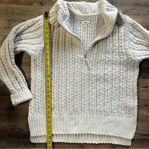 Aerie Womens Beige Cable Car Quarter Zip Knit Sweater Size XS thumbnail 5