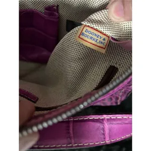 DOONEY & BOURKE Croc Embossed Purple Leather Satchel Shoulder Bag 11x6 thumbnail 6