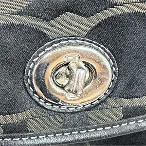 Coach Black Iridescent Textured Shoulder purse signature Bag thumbnail 3