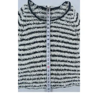 Free People Striped Eyelash Knit Sweater Navy Cream Scoop Neck Womens Medium thumbnail 7