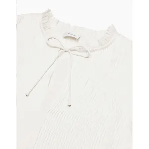 Aritzia Wilfred Milou Blouse Plisse Satin Pin-Tuck Cream Birch Size S Coquette thumbnail 2