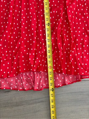 Anthropologie Maeve Gemma Printed Red White Bias Cut Polka Dot Maxi Skirt XS thumbnail 9