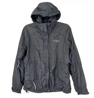 Columbia Grey Plaid Lightweight Rain Jacket Windbreaker Cinch Women's Medium thumbnail 1