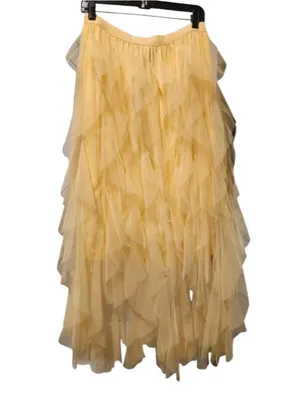 Soho Apparel Lemon Buttercream Yellow Tulle Ruffle Maxi Skirt Size XL NWT thumbnail 3