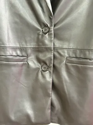 Abercrombie & Fitch Black Faux Leather Single-Breast Blazer thumbnail 5