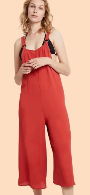 Topshop red / orange jumpsuit with low sides and mid calf palazzo pants 🔥 thumbnail 1