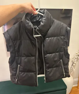 ZARA Leather Vest Black thumbnail 1