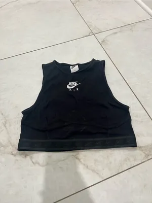 Nike Air Black Cropped Tank Top Size Large thumbnail 2