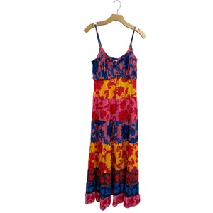 FARM Rio x Anthropologie Tiered Maxi Dress Floral Button Front Multi-Color XS thumbnail 3