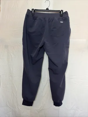 Figs Zamora Jogger Scrub Pants Charcoal Gray Red Drawstring Petite Medium L/P thumbnail 2