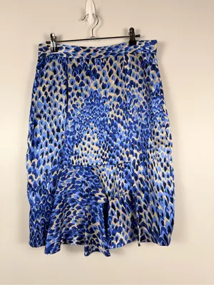 Tibi blue abstract silk back ruffle skirt size 8 READ thumbnail 6