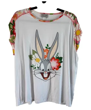 Unique Vintage Looney Tunes Bugs Bunny Floral‎ Graphic Tee Shirt 1X/16 thumbnail 1
