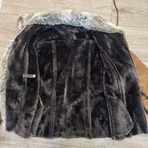 Donna Salyers Fabulous Furs Jacket S Brown Faux Suede Shearling Fur Y2K Boho thumbnail 7