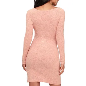 Free‎ People Ginger Tie Front Sweater Dress Long Sleeve Blush Pink Medium thumbnail 4
