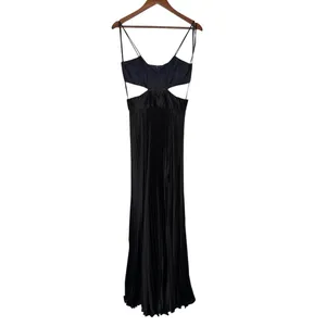 AMUR Elodie Pleated Cutout Maxi Gown Navy Black Formal Dress 4 NWOT thumbnail 2