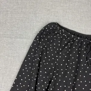 Garnet Hill Blouse Womens XS Black Off Shoulder 3/4 Sleeve Polka Dot Jersey Top thumbnail 4