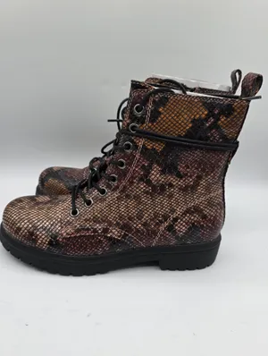 Womens Snake Print Combat Boots Faux Leather Lace Up Size 8.5 Multi Color NEW thumbnail 3
